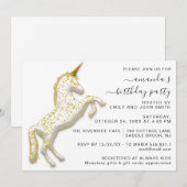 Gouden Glitter Eenhoorn Paard Wit Verjaardag Kaart (Voorkant / Achterkant)