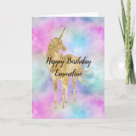 Gouden Glitter Eenhoorn Paarse Roze Aqua Blush Kaart