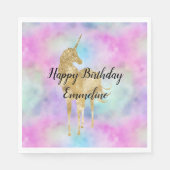 Gouden Glitter Eenhoorn Paarse Roze Aqua Blush Servet (Voorkant)