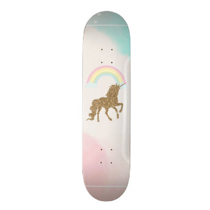 Gouden Glitter Eenhoorn, Regenboog Persoonlijk Skateboard