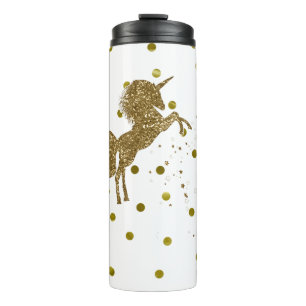 Gouden Glitter Eenhoorn & Sterren Glans Meisjesach Thermosbeker