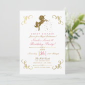 Gouden Glitter Eenhoorn Sterren Storybook Hoeken P Kaart (Staand voorkant)