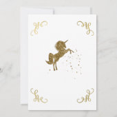 Gouden Glitter Eenhoorn Sterren Storybook Hoeken P Kaart (Achterkant)