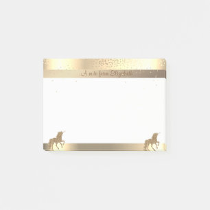 Gouden Glitter Eenhoorn, Streep, Confetti-Personal Post-it® Notes