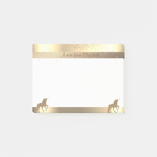 Gouden Glitter Eenhoorn, Streep, Confetti-Personal Post-it® Notes (Voorkant)