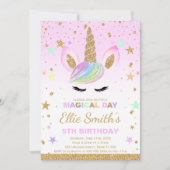  Gouden Glitter Eenhoorn verjaardag Kaart (Voorkant)