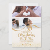 Gouden Glitter Eerste Kerstmis 6 Foto Feestdagenkaart (Voorkant)