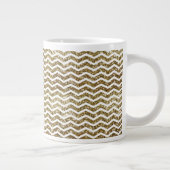Gouden Glitter Effect Elegante Chevron Zig-Zag Grote Koffiekop (Rechts)