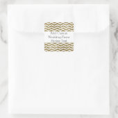 Gouden Glitter Effect Elegante Chevron Zig-Zag Vierkante Sticker (Tas)