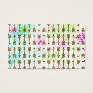 Gouden glitter effect pijlen waterverven splatters visitekaartjes
