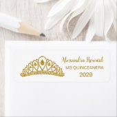 Gouden glitter effect Tiara Quiinceanera Etiket (Insitu)
