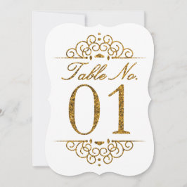 Gouden Glitter Effect Trouwtafel Nummerkaart (01) Kaart