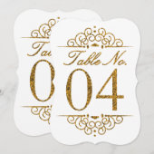 Gouden Glitter Effect Trouwtafel Nummerkaart (04) Kaart (Voorkant / Achterkant)