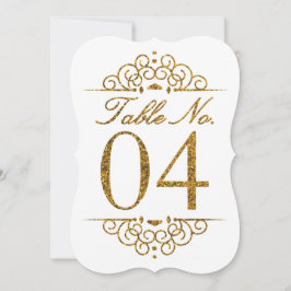 Gouden Glitter Effect Trouwtafel Nummerkaart (04) Kaart
