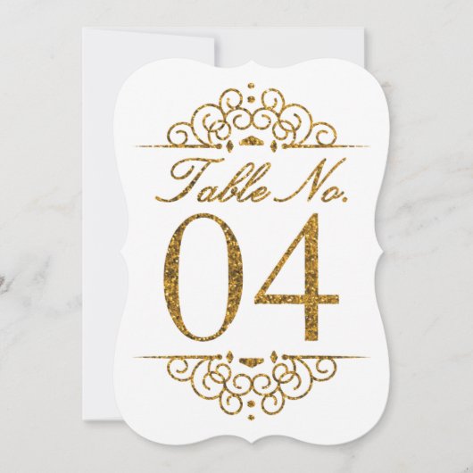 Gouden Glitter Effect Trouwtafel Nummerkaart (04) Kaart (Voorkant)