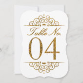 Gouden Glitter Effect Trouwtafel Nummerkaart (04) Kaart (Achterkant)