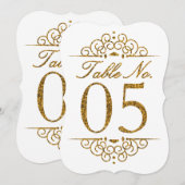 Gouden Glitter Effect Trouwtafel Nummerkaart (05) Kaart (Voorkant / Achterkant)