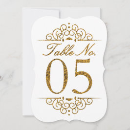 Gouden Glitter Effect Trouwtafel Nummerkaart (05) Kaart