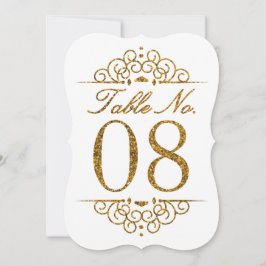 Gouden Glitter Effect Trouwtafel Nummerkaart (08) Kaart