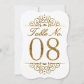 Gouden Glitter Effect Trouwtafel Nummerkaart (08) Kaart (Achterkant)