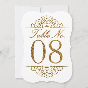Gouden Glitter Effect Trouwtafel Nummerkaart (08) Kaart