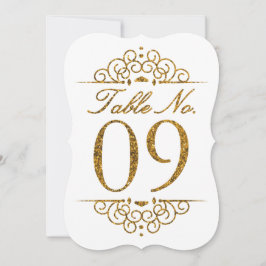 Gouden Glitter Effect Trouwtafel Nummerkaart (09) Kaart