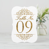 Gouden Glitter Effect Trouwtafel Nummerkaart (09) Kaart (Staand voorkant)