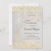 Gouden Glitter Eiffeltoren Confetti Opal Quinceañe Kaart (Voorkant)