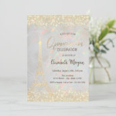 Gouden Glitter Eiffeltoren Confetti Opal Quinceañe Kaart (Staand voorkant)