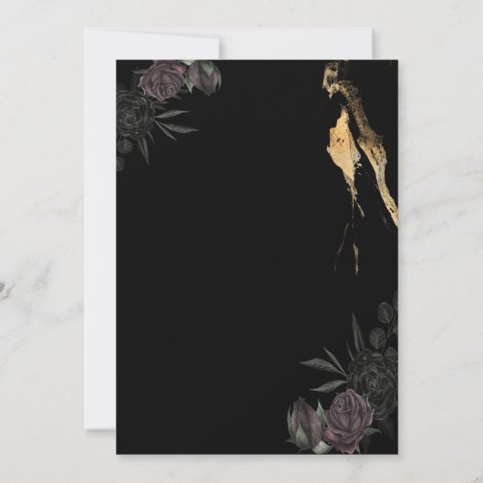 Gouden Glitter Eiffeltoren Zwart Rozen Quinceañera Kaart (Achterkant)