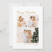 Gouden Glitter Elegant 3 Multi Photo Christmas Feestdagenkaart (Voorkant)