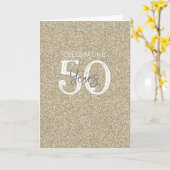Gouden Glitter Elegant 50 Jaar Jubileum Chic Kaart (Gele Bloem)