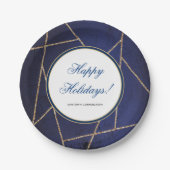 Gouden Glitter Elegant Donkerblauw Kerstmis Papieren Bordje (Voorkant)