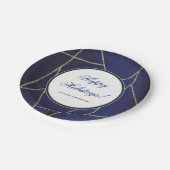 Gouden Glitter Elegant Donkerblauw Kerstmis Papieren Bordje (Gekanteld)