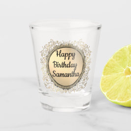 Gouden Glitter Elegant Gepersonaliseerde Verjaarda Shot Glas