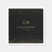 Gouden Glitter Elegant Monogram Bruiloft Servet (Voorkant)