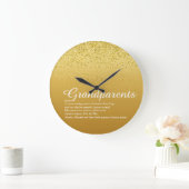 Gouden Glitter Elegant Script Grootouders Citaat Grote Klok (Huis)