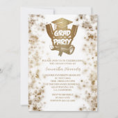 Gouden Glitter Elegant Stijlvol Afstudeerfeest Kaart (Voorkant)