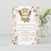 Gouden Glitter Elegant Stijlvol Afstudeerfeest Kaart (Staand voorkant)