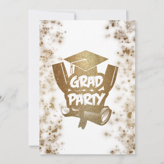 Gouden Glitter Elegant Stijlvol Afstudeerfeest Kaart (Achterkant)