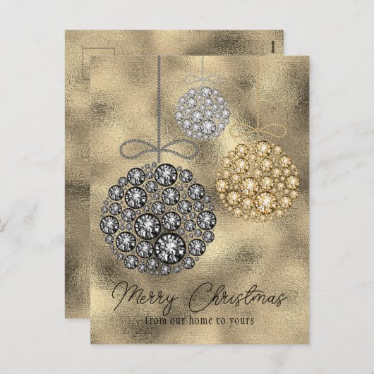 Gouden Glitter Elegant Vrolijk Kerstmis Begroting Feestdagenkaart (Voorkant / Achterkant)