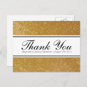 Gouden glitter elegante bruiloft dank u briefkaart (Voorkant / Achterkant)