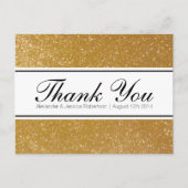 Gouden glitter elegante bruiloft dank u briefkaart (Voorkant)