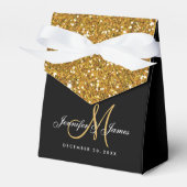 Gouden Glitter Elegante Bruiloft Favor Box Bedankdoosjes (Voorkant Zijde)