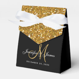 Gouden Glitter Elegante Bruiloft Favor Box Bedankdoosjes