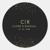 Gouden Glitter elegante bruiloft Ronde Sticker (Voorkant)