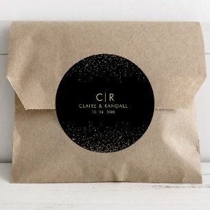 Gouden Glitter elegante bruiloft Ronde Sticker