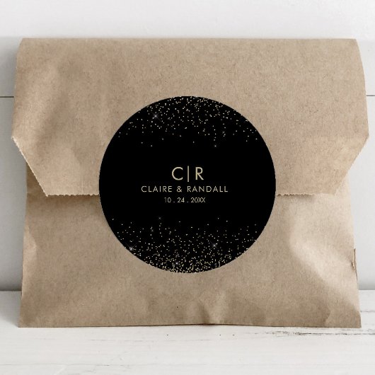 Gouden Glitter elegante bruiloft Ronde Sticker