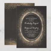 Gouden Glitter | Elegante  Engagement Party Kaart (Voorkant / Achterkant)
