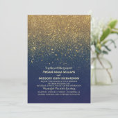  Gouden Glitter Elegante Navy Wedding Kaart (Staand voorkant)